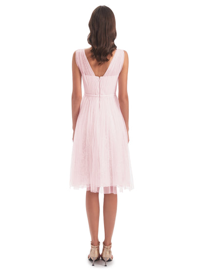 Savannah Knee Length V-neck Straps Tulle Bridesmaid Dresses