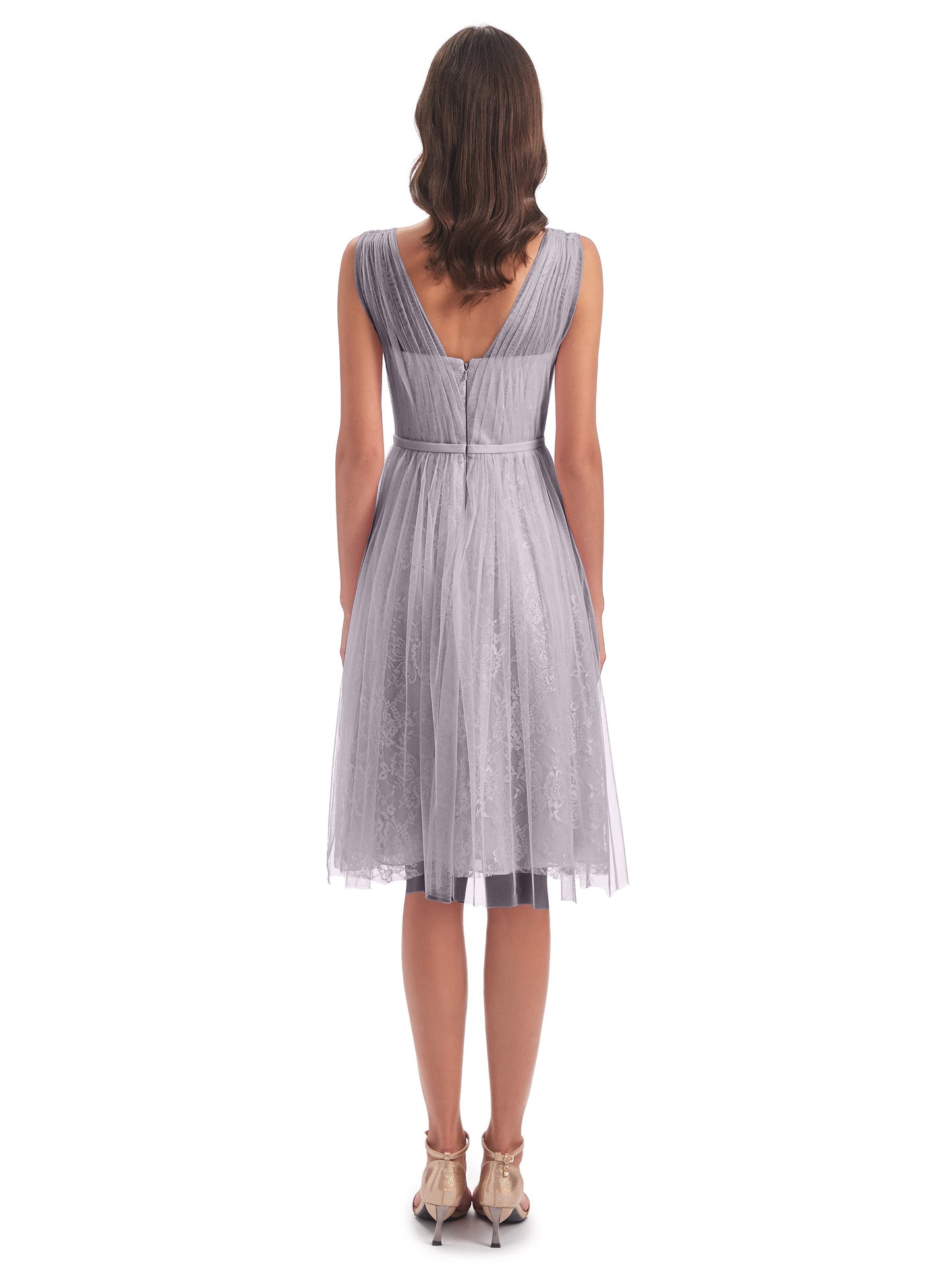 Savannah Knee Length V-neck Straps Tulle Bridesmaid Dresses