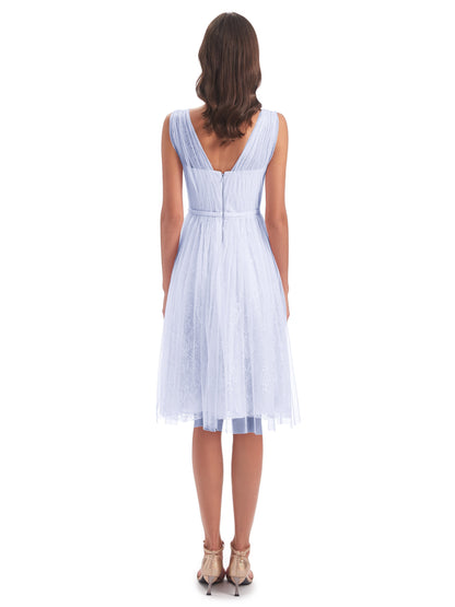 Savannah Knee Length V-neck Straps Tulle Bridesmaid Dresses
