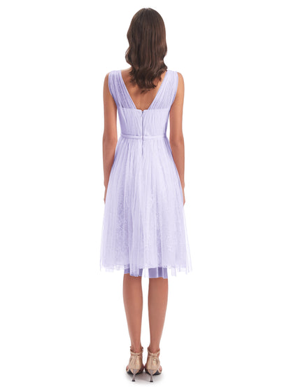 Savannah Knee Length V-neck Straps Tulle Bridesmaid Dresses