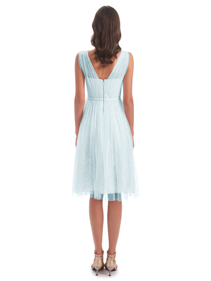 Savannah Knee Length V-neck Straps Tulle Bridesmaid Dresses