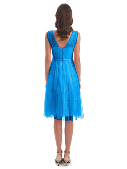 Savannah Knee Length V-neck Straps Tulle Bridesmaid Dresses