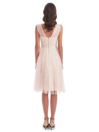 Savannah Knee Length V-neck Straps Tulle Bridesmaid Dresses
