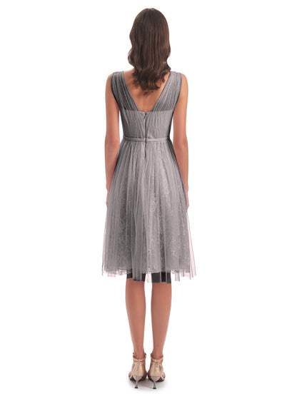 Savannah Knee Length V-neck Straps Tulle Bridesmaid Dresses