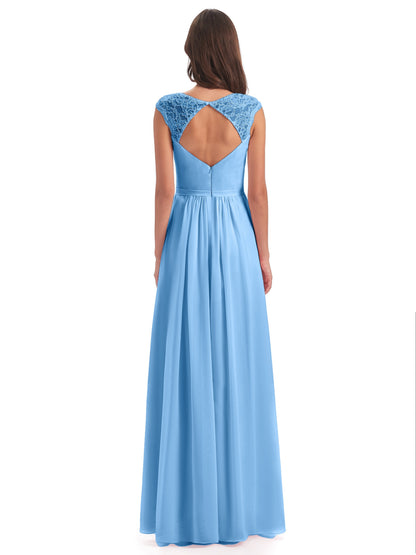 Sofia Floor Length Cap Sleeves Chiffon Bridesmaid Dresses