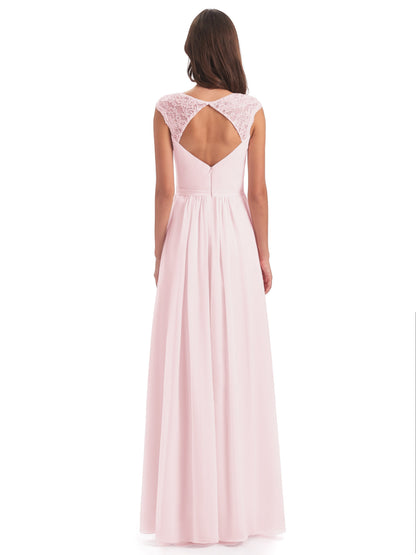 Sofia Floor Length Cap Sleeves Chiffon Bridesmaid Dresses