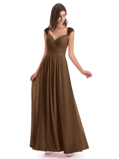 Sofia Floor Length Cap Sleeves Chiffon Bridesmaid Dresses