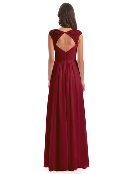 Sofia Floor Length Cap Sleeves Chiffon Bridesmaid Dresses
