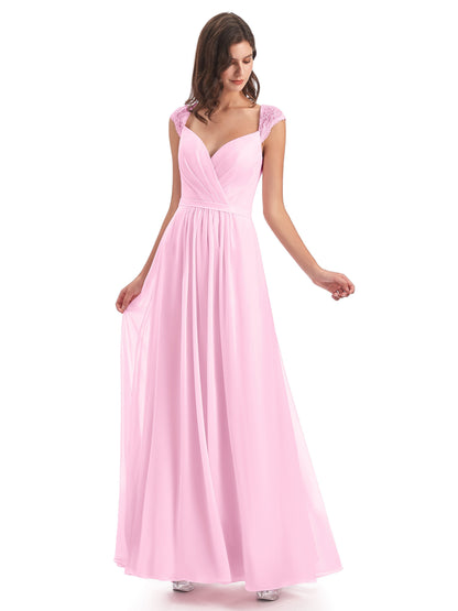 Sofia Floor Length Cap Sleeves Chiffon Bridesmaid Dresses