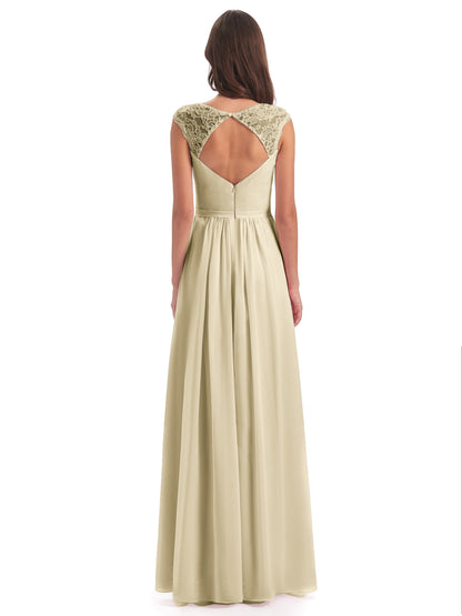 Sofia Floor Length Cap Sleeves Chiffon Bridesmaid Dresses