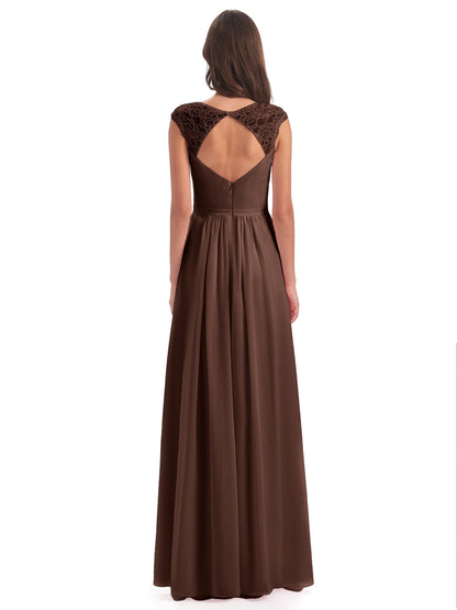 Sofia Floor Length Cap Sleeves Chiffon Bridesmaid Dresses