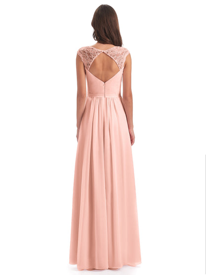 Sofia Floor Length Cap Sleeves Chiffon Bridesmaid Dresses