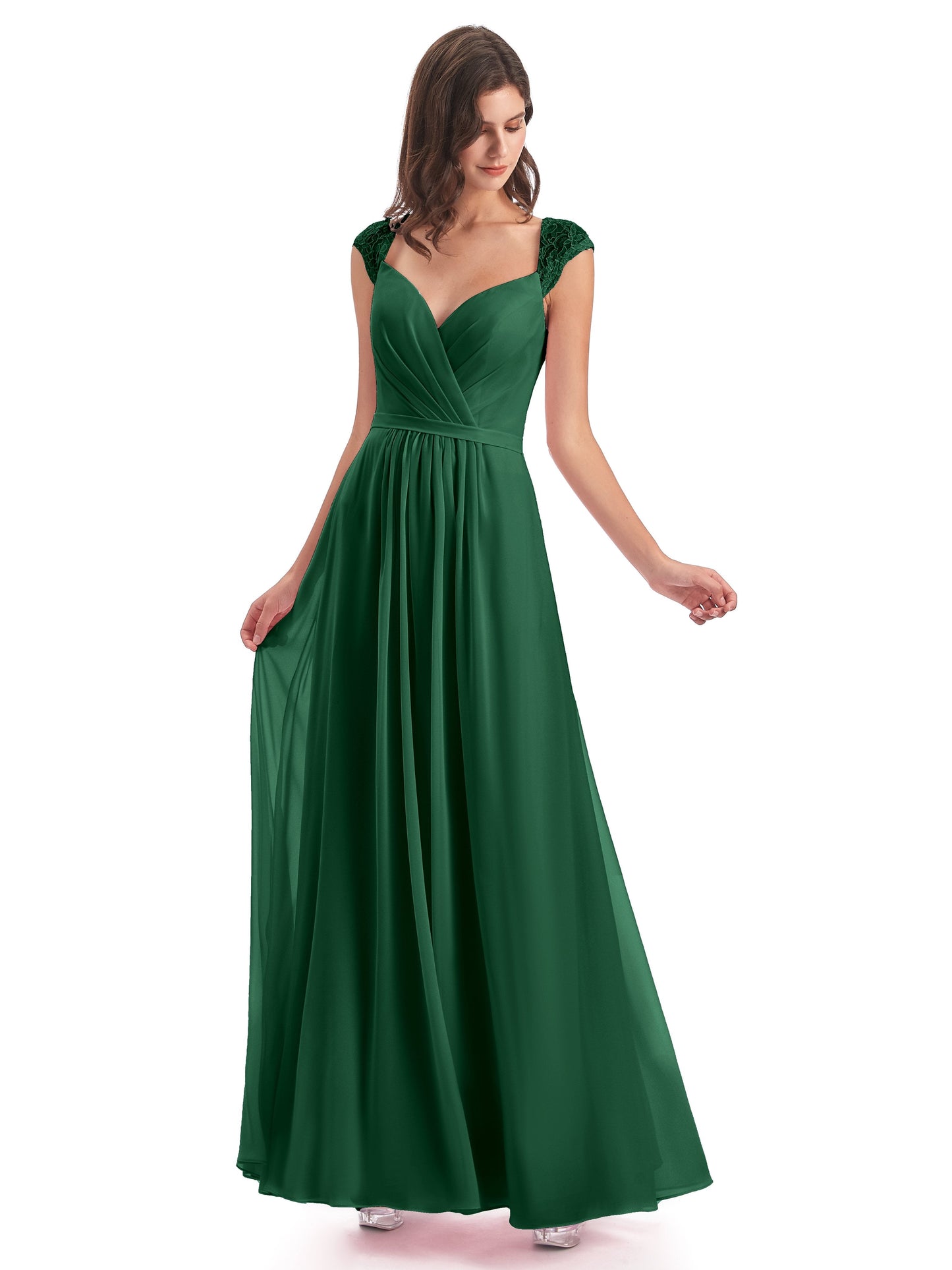 Sofia Floor Length Cap Sleeves Chiffon Bridesmaid Dresses