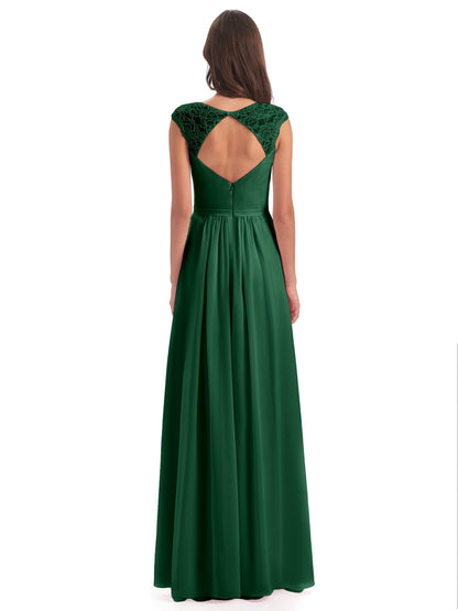 Sofia Floor Length Cap Sleeves Chiffon Bridesmaid Dresses