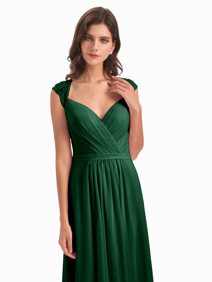Sofia Floor Length Cap Sleeves Chiffon Bridesmaid Dresses