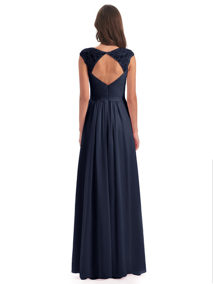 Sofia Floor Length Cap Sleeves Chiffon Bridesmaid Dresses