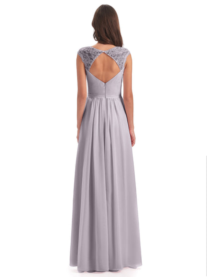Sofia Floor Length Cap Sleeves Chiffon Bridesmaid Dresses