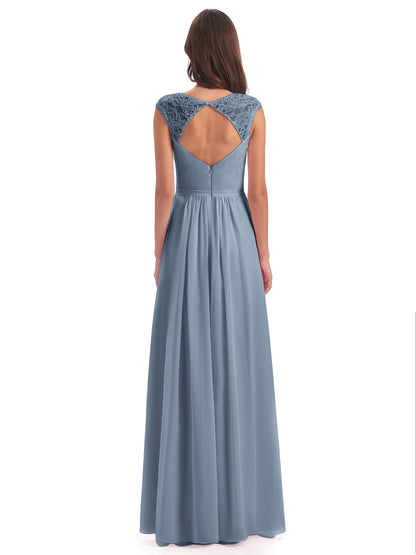 Sofia Floor Length Cap Sleeves Chiffon Bridesmaid Dresses
