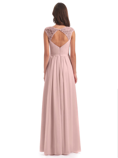 Sofia Floor Length Cap Sleeves Chiffon Bridesmaid Dresses