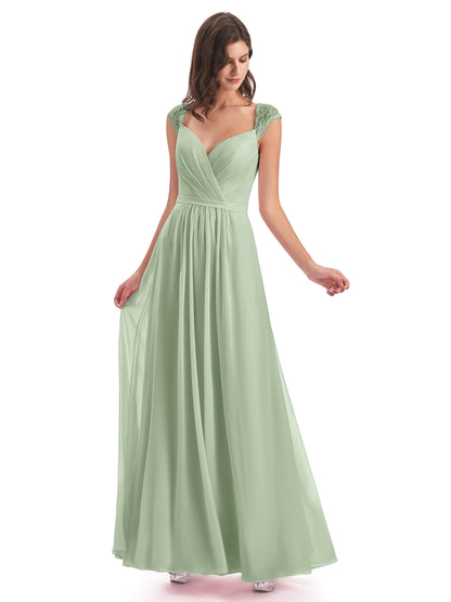 Sofia Floor Length Cap Sleeves Chiffon Bridesmaid Dresses