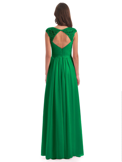 Sofia Floor Length Cap Sleeves Chiffon Bridesmaid Dresses