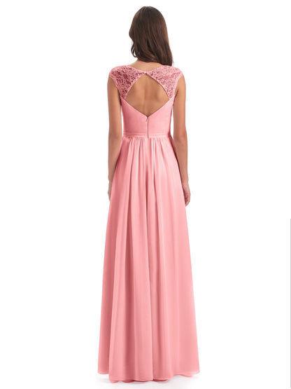 Sofia Floor Length Cap Sleeves Chiffon Bridesmaid Dresses