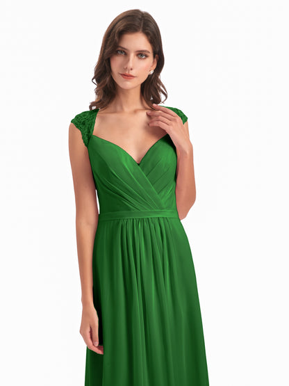 Sofia Floor Length Cap Sleeves Chiffon Bridesmaid Dresses