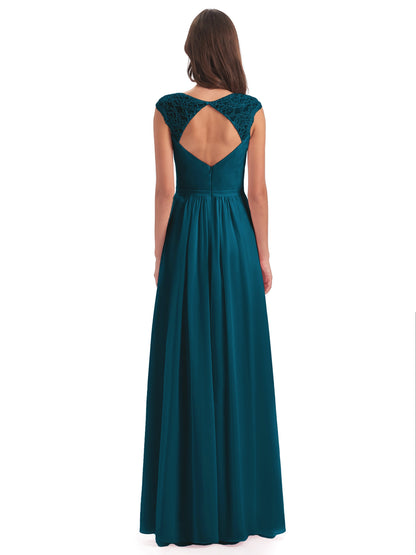 Sofia Floor Length Cap Sleeves Chiffon Bridesmaid Dresses