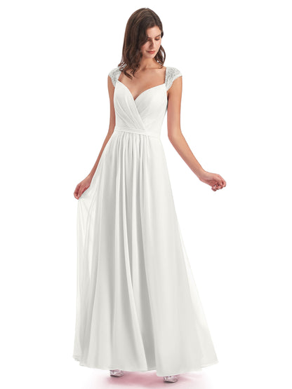 Sofia Floor Length Cap Sleeves Chiffon Bridesmaid Dresses