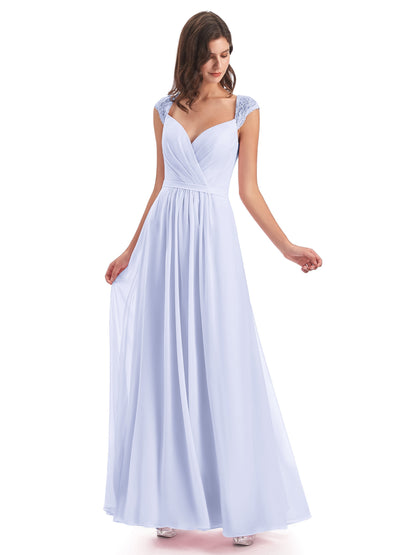 Sofia Floor Length Cap Sleeves Chiffon Bridesmaid Dresses