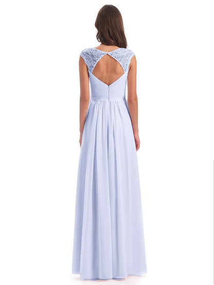 Sofia Floor Length Cap Sleeves Chiffon Bridesmaid Dresses