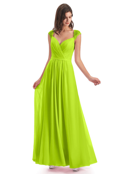 Sofia Floor Length Cap Sleeves Chiffon Bridesmaid Dresses