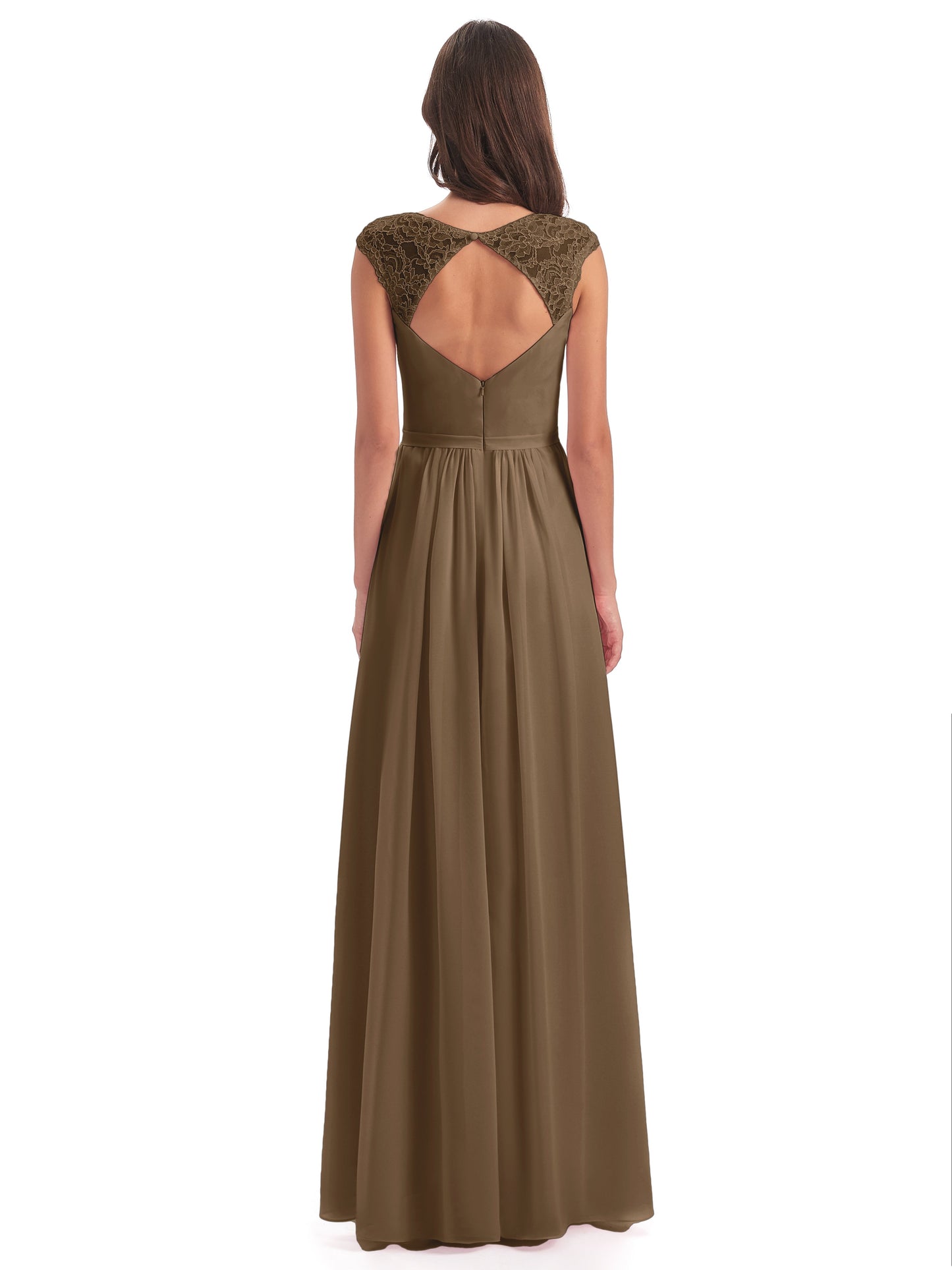 Sofia Floor Length Cap Sleeves Chiffon Bridesmaid Dresses