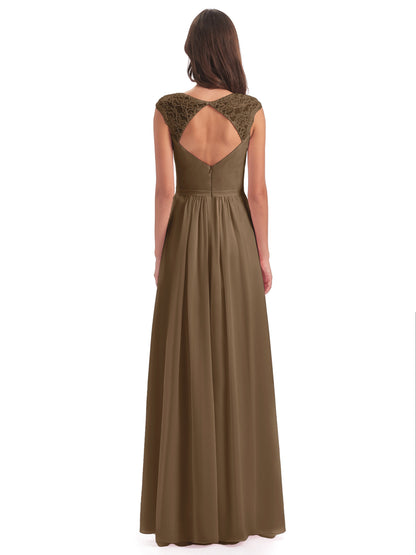 Sofia Floor Length Cap Sleeves Chiffon Bridesmaid Dresses