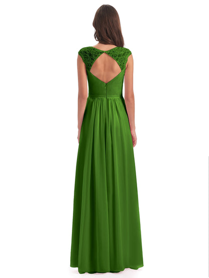 Sofia Floor Length Cap Sleeves Chiffon Bridesmaid Dresses