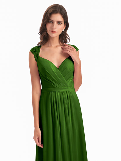 Sofia Floor Length Cap Sleeves Chiffon Bridesmaid Dresses