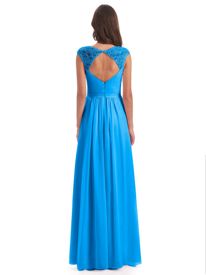Sofia Floor Length Cap Sleeves Chiffon Bridesmaid Dresses