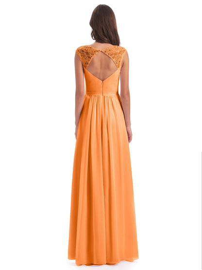 Sofia Floor Length Cap Sleeves Chiffon Bridesmaid Dresses