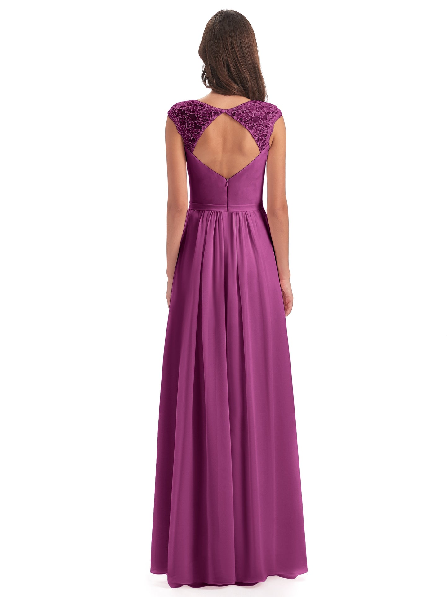 Sofia Floor Length Cap Sleeves Chiffon Bridesmaid Dresses