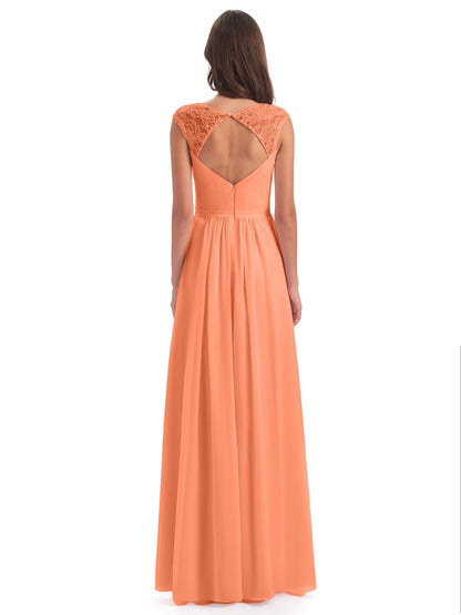 Sofia Floor Length Cap Sleeves Chiffon Bridesmaid Dresses