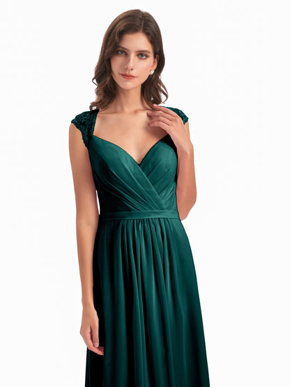 Sofia Floor Length Cap Sleeves Chiffon Bridesmaid Dresses