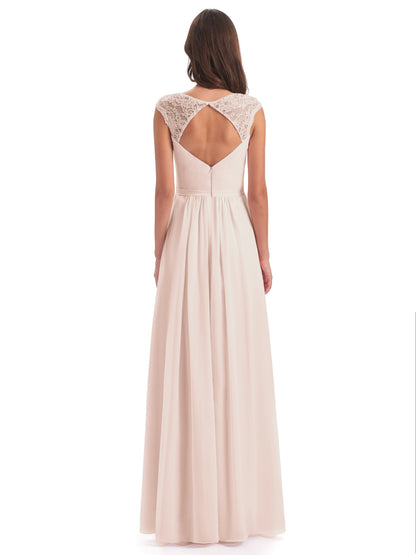 Sofia Floor Length Cap Sleeves Chiffon Bridesmaid Dresses