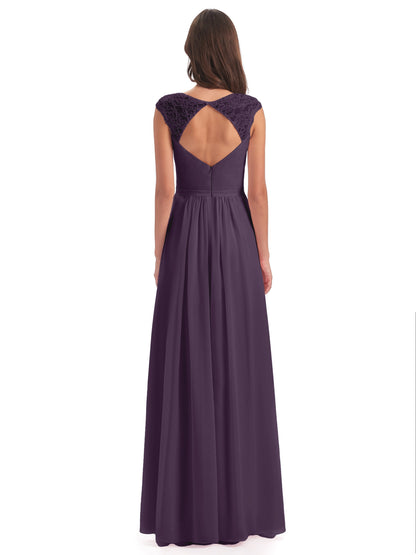 Sofia Floor Length Cap Sleeves Chiffon Bridesmaid Dresses