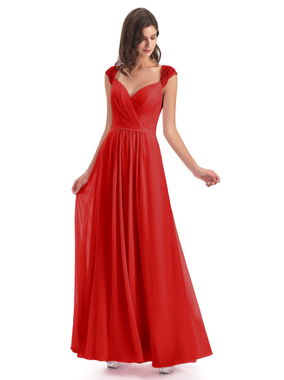 Sofia Floor Length Cap Sleeves Chiffon Bridesmaid Dresses