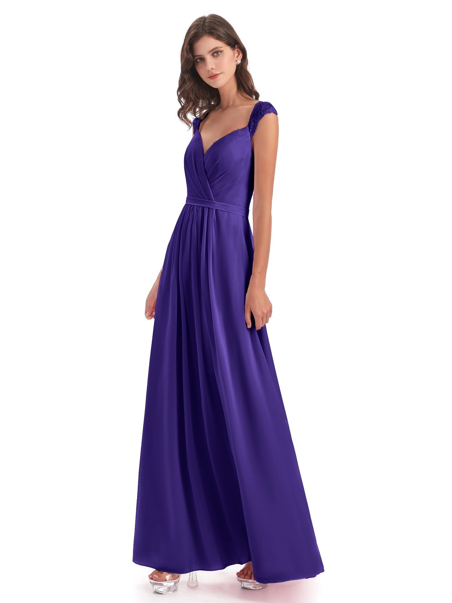 Sofia Floor Length Cap Sleeves Chiffon Bridesmaid Dresses