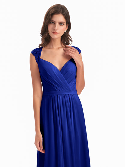 Sofia Floor Length Cap Sleeves Chiffon Bridesmaid Dresses