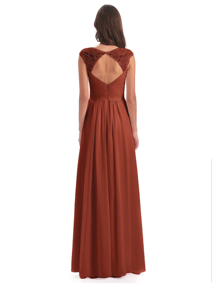 Sofia Floor Length Cap Sleeves Chiffon Bridesmaid Dresses