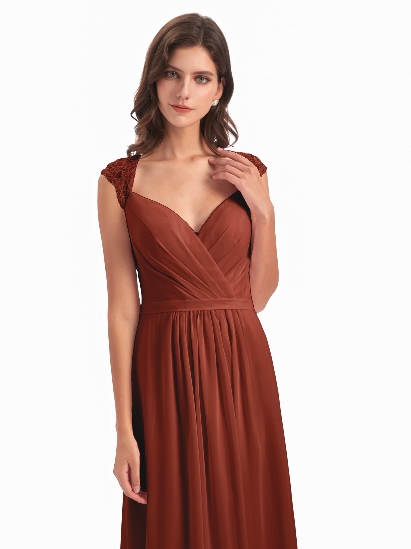 Sofia Floor Length Cap Sleeves Chiffon Bridesmaid Dresses