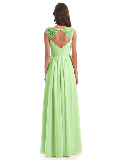 Sofia Floor Length Cap Sleeves Chiffon Bridesmaid Dresses