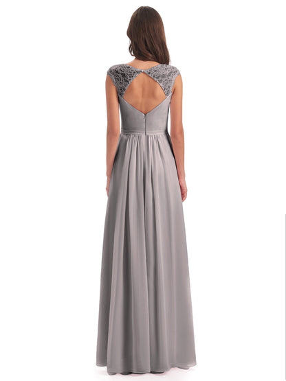 Sofia Floor Length Cap Sleeves Chiffon Bridesmaid Dresses